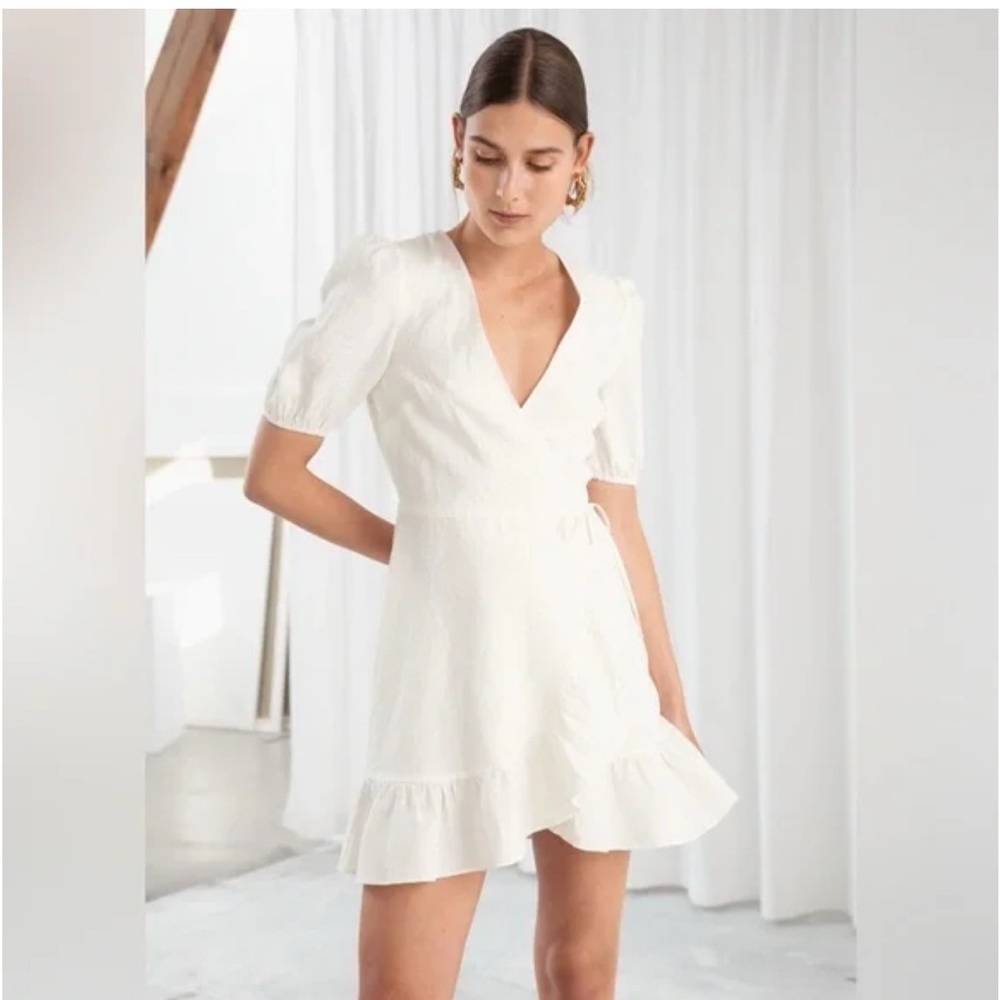 & other stories linen wrap mini dress size US 10 NEW NWT